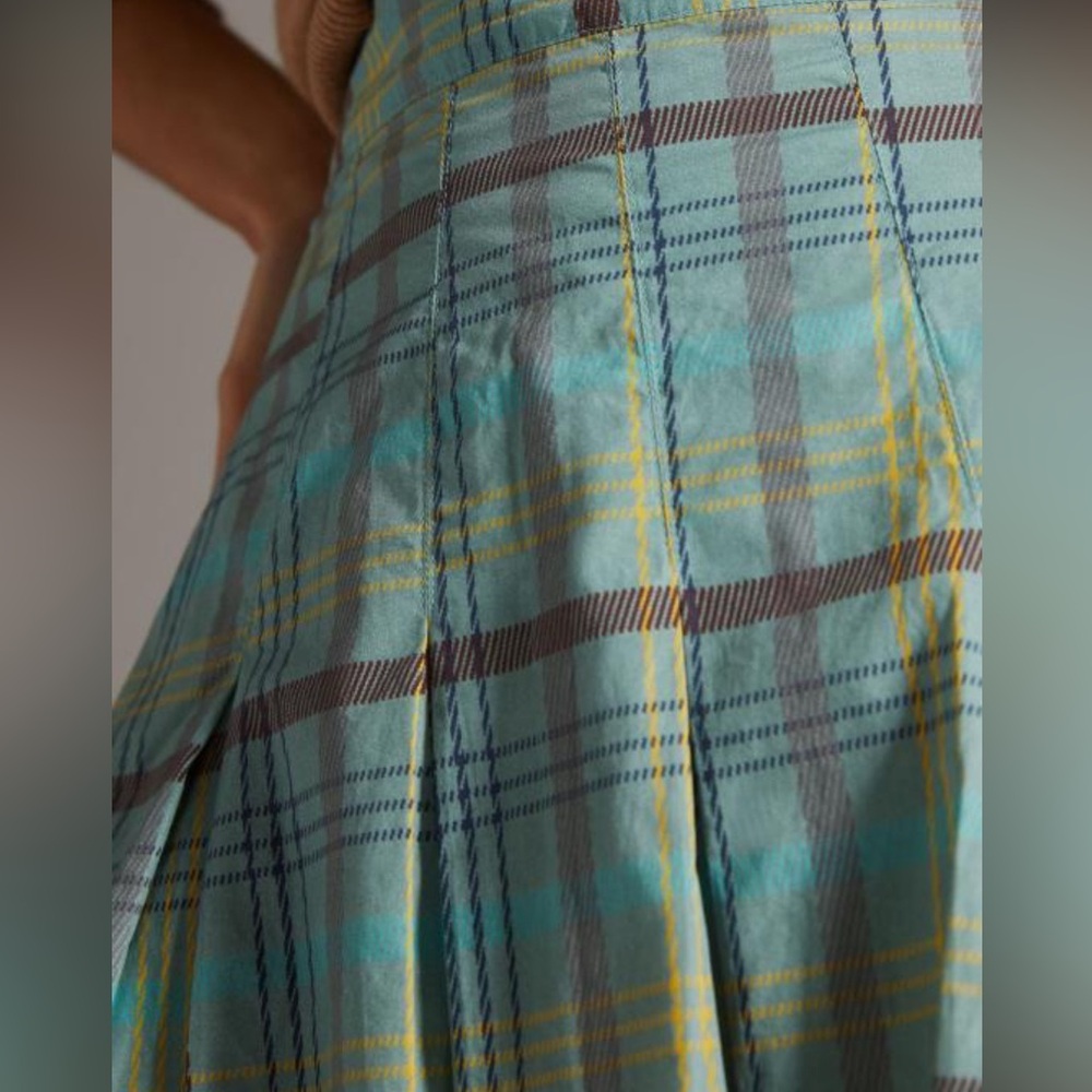 MAEVE Anthro Plaid Pleated Mini Skirt 12 Preppy Fall Academia Tartan Punk NEW - Picture 5 of 17